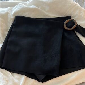 Zara Black Skort with Tortoise Shell Buckle